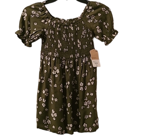 THEREABOUTS GIRLS GREEN & WHITE FLORAL SMOCKING DRESS SIZE XXS 4/5 - Picture 2 of 11